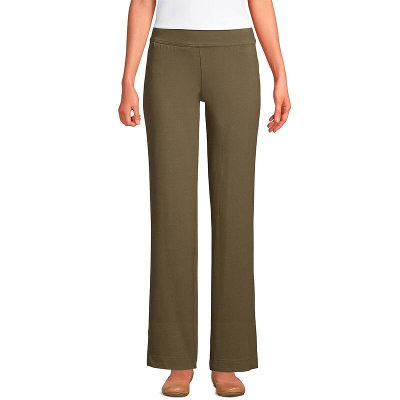 ランズエンド レディース ボトムス カジュアルパンツ プチ Petite Lands' End Starfish Straight-Leg Pull-On Pants Forest Moss フォレスト|ReVida 店