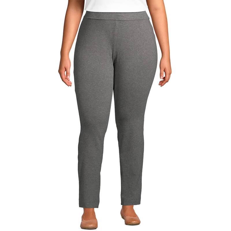 ランズエンド レディース ボトムス カジュアルパンツ ストレート プラスサイズ Plusize Lands' End Starfish Slim Straight Leg Pull-On Pants Charcoal Heather チャコール|ReVida 店