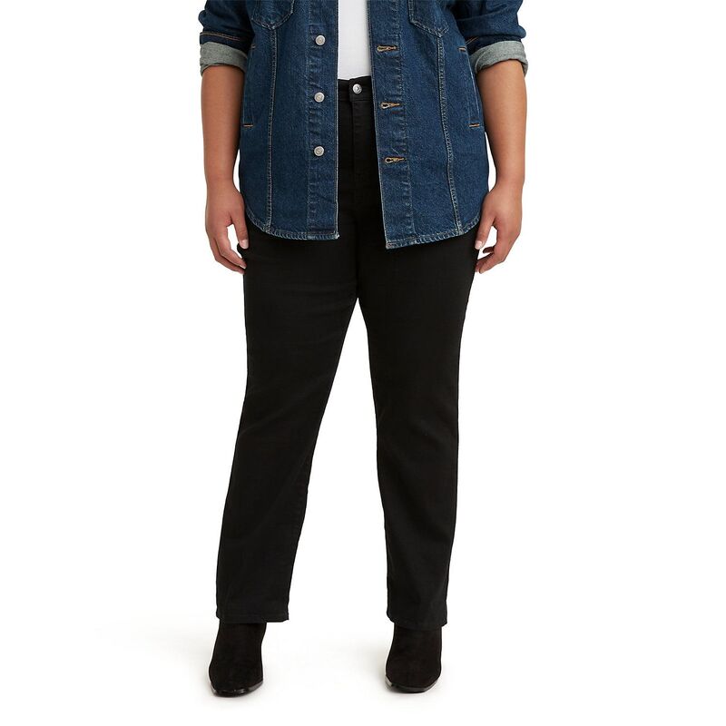 リーバイス レディース ボトムス デニムパンツ ストレート プラスサイズ ジーンズ Plusize Levi's 724 High-Rise Straight Leg Jeansoft Black ブラック