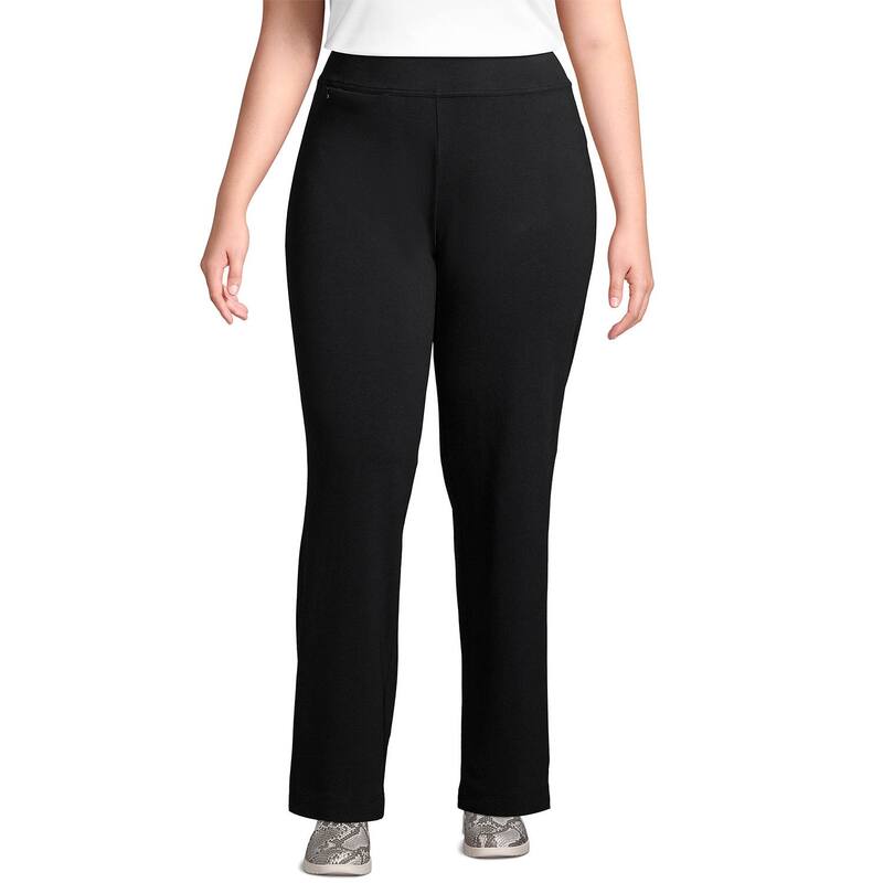 ランズエンド レディース ボトムス カジュアルパンツ プラスサイズ Plusize Lands' End Starfish Pull-On Straight-Leg Pants Black ブラック｜ReVida 店