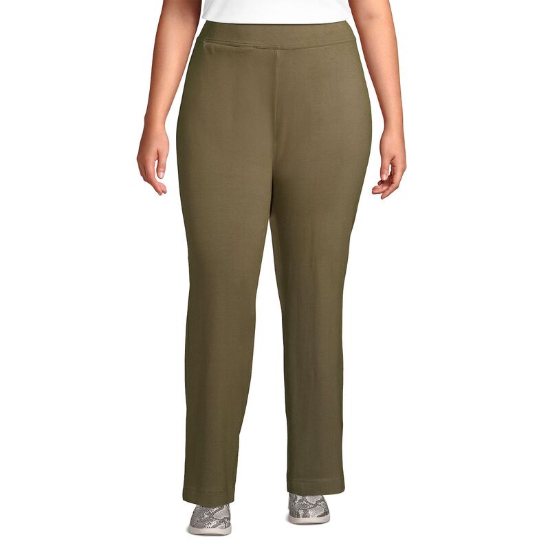 ランズエンド レディース ボトムス カジュアルパンツ プラスサイズ Plusize Lands' End Starfish Pull-On Straight-Leg Pants Forest Moss フォレスト