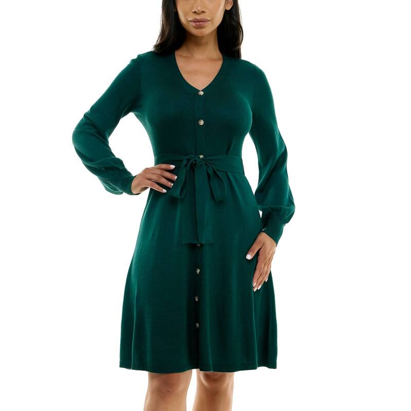 ニナレオナルド レディース トップス ワンピース バルーンスリーブ ミディ セーター Women's Nina Leonard Balloon Sleeve Midi Sweater Dress Emerald エメラルド 8,954円