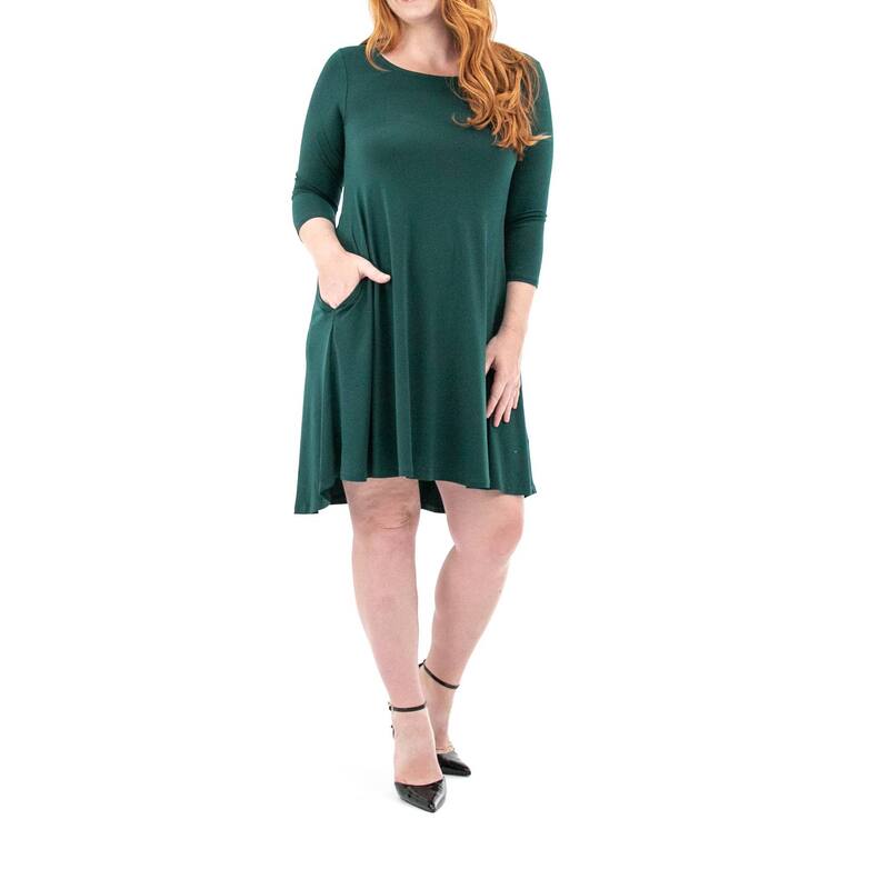 ニナレオナルド レディース トップス ワンピース Women's Nina Leonard 3/4 Sleeve High-Low Trapeze Dress Rich Pine