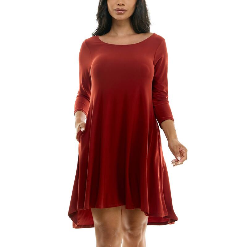 ニナレオナルド レディース トップス ワンピース Women's Nina Leonard 3/4 Sleeve High-Low Trapeze Dress Terracotta テラコッタ