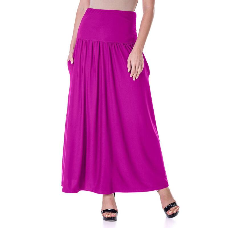 24 セブンコンフォート レディース ボトムスカート マキシ Women's 24Seven Comfort Apparel Foldover Maxi Skirt With Pockets Magenta マゼンタ|ReVida 店