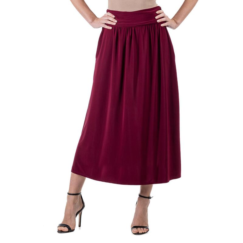 24 セブンコンフォート レディース ボトムスカート マキシ Women's 24Seven Comfort Apparel Foldover Maxi Skirt With Pockets Wine ワイン｜ReVida 店 11,294円