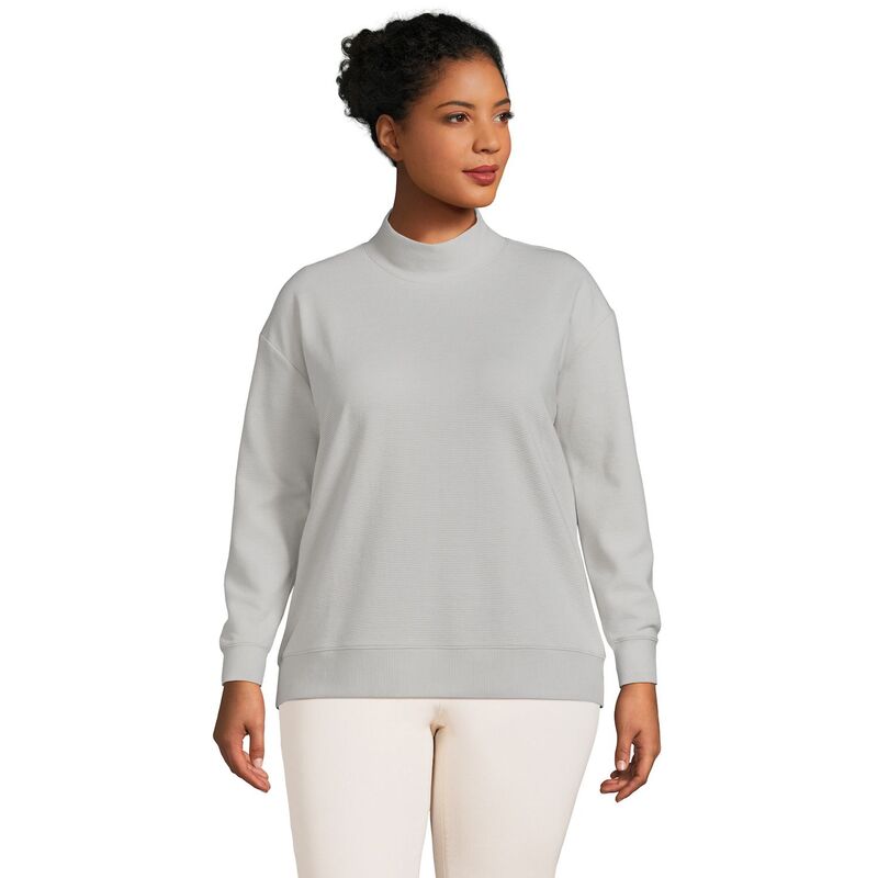 ランズエンド レディース トップス Tシャツ プラスサイズ 長袖 Plusize Lands' End Long-Sleeve Ottoman Mock Pullover Pale Gray グレー