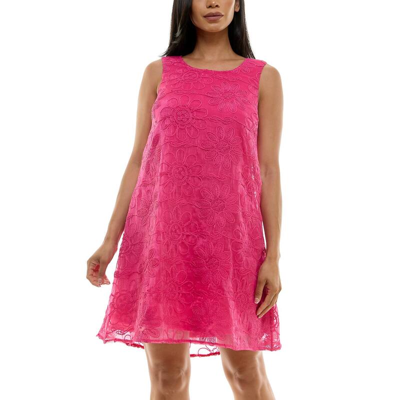 ニナレオナルド レディース トップス ワンピース フラワー柄 ノースリーブ 刺繍 フラワー Women Nina Leonard Floral Embroidered Sleeveless Float Dress Dragon Fruit