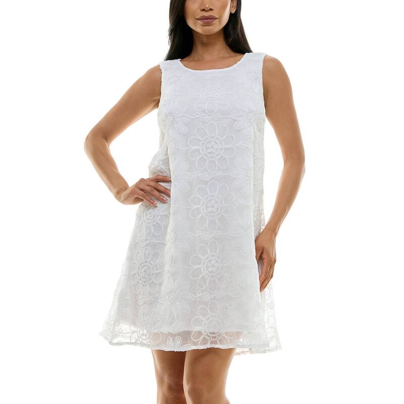 ニナレオナルド レディース トップス 衣装 御花柄 ノースリーブ 刺しゅう 御花 Women\u0027s Nina Leonard Floral Embroidered Sleeveless Float Dress Ivory 象牙色