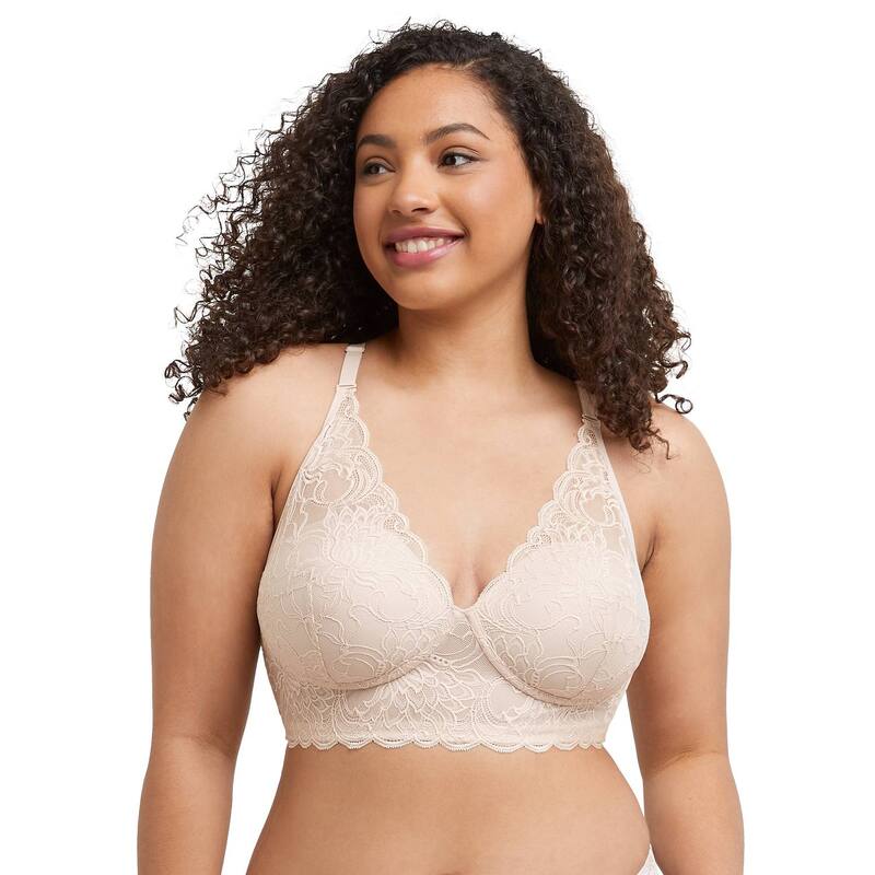 メイデンフォーム レディース アンダー御召しもの ブラ スピード競技 Maidenform Lightly Lined Convertible Lace Bralette DM1188 Sandshell Bloom
