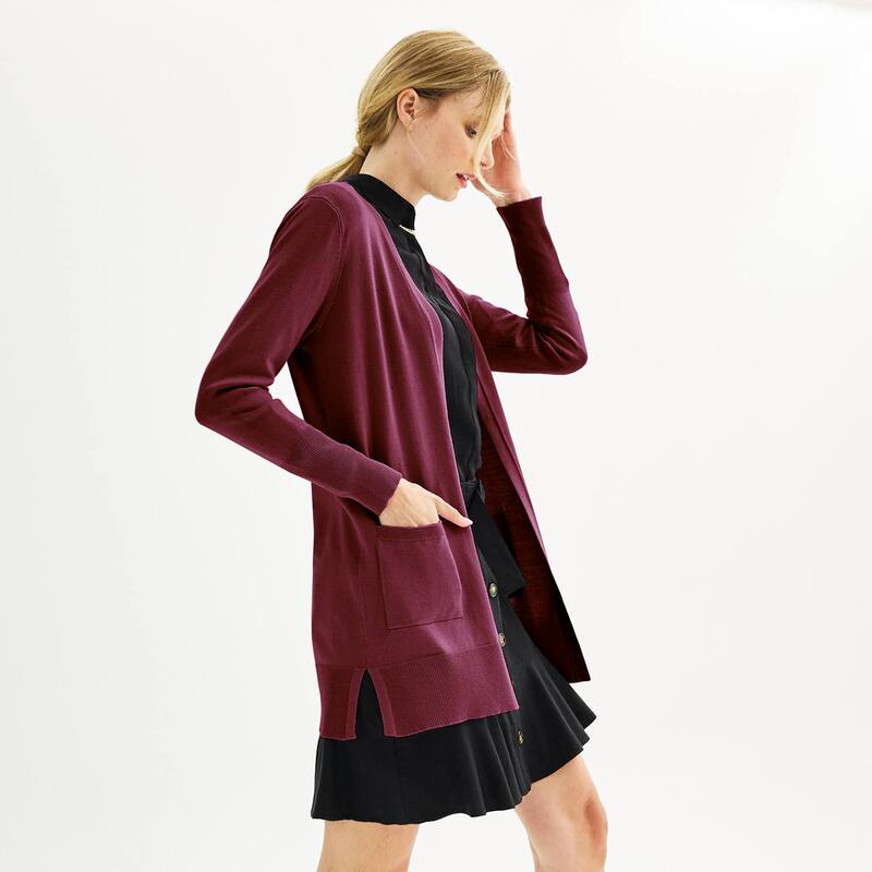 ナインウェスト レディース アウター ニット・セーター カーディガン Women's Nine West Essential Cardigan Maddie Plum プラム｜ReVida 店