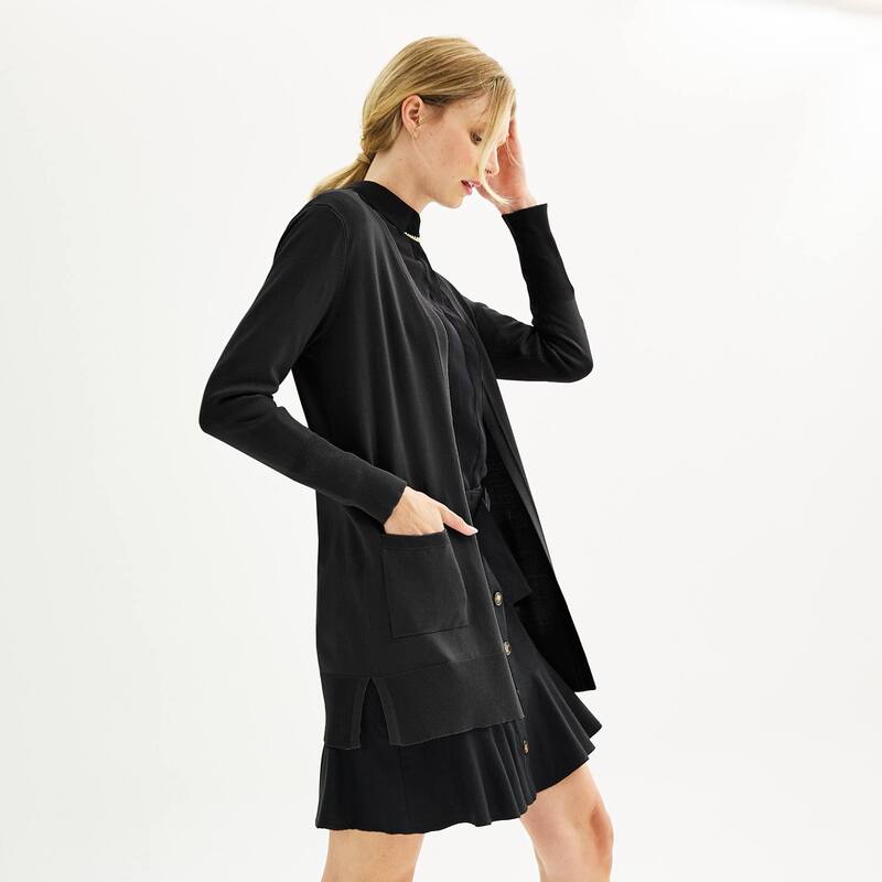 ナインウェスト レディース アウター ニット・セーター カーディガン Women's Nine West Essential Cardigan Mineral Black ブラック
