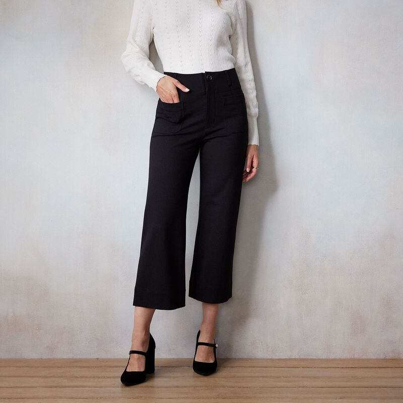 LC Lauren Conrad レディース ボトムス カジュアルパンツ ワイドレッグ Women's LC Lauren Conrad Super High Rise Wildflower Wide Leg Cropants Black ブラック
