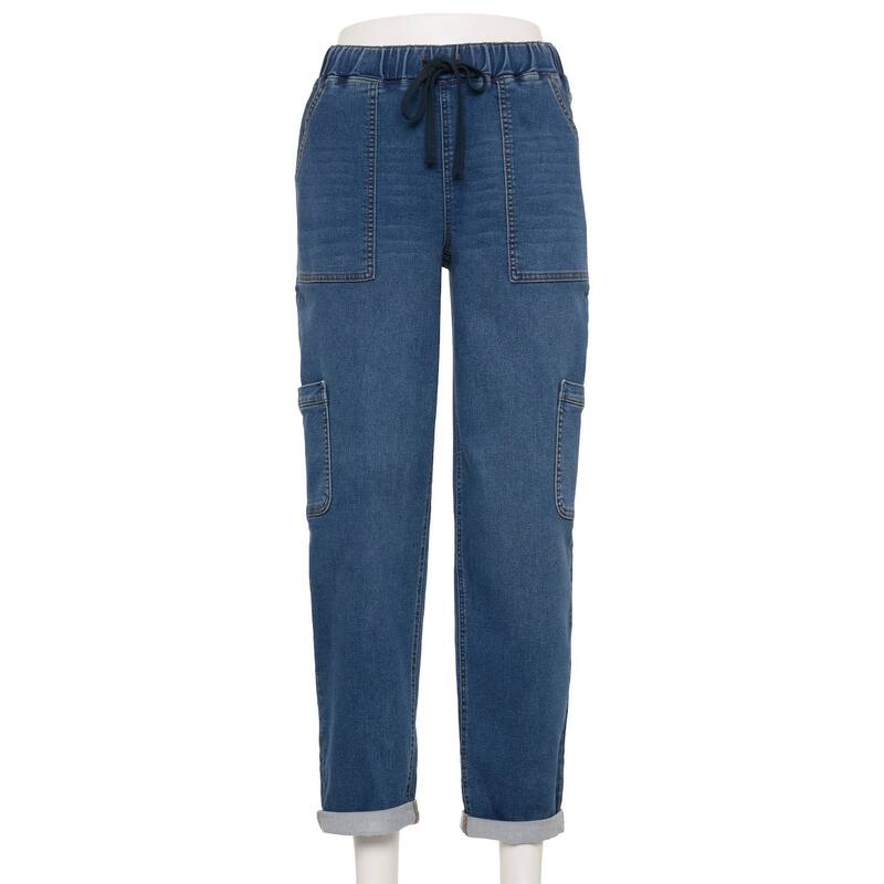エスオー レディース ボトムス デニムパンツ ジーンズ Juniors' SO High Rise Pull-On Straight Jeans Dark Indigo インディゴ｜ReVida 店
