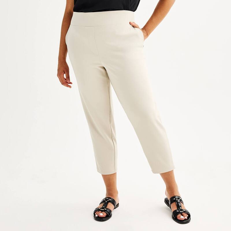 ナインウェスト レディース ボトムス カジュアルパンツ プラスサイズ アンクル Plusize Nine West Pull-On Straight Ankle Pants Practical Beige ベージュ|ReVida 店