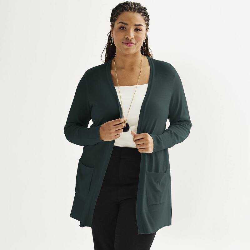 ナインウェスト レディース アウター ニット・セーター プラスサイズ カーディガン Plusize Nine West Essential Pocketed Cardigan Wild Pine