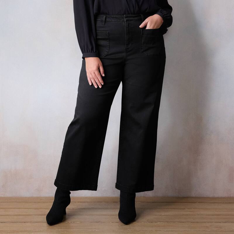LC Lauren Conrad レディース ボトムス デニムパンツ プラスサイズ Plusize LC Lauren Conrad Super High Rise Plus Denim Trousers Black Rinse ブラック