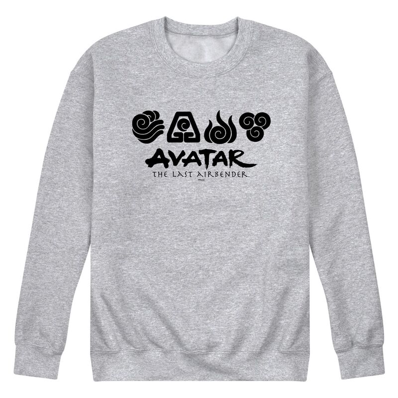 アニメ文字記号 メンズ トップス ティーシャツ 流汗 フリース Licensed Character Men\u0027s Avatar The Last Airbender Four Elements Fleece Sweatshirt Athletic Heather ギョリュウモドキ Tシャツ・カットソー-トップス-メンズファッション