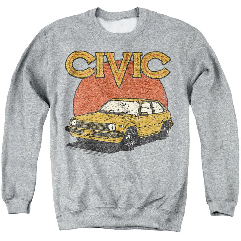 アニメ文字記号 メンズ トップス ティーシャツ 流汗 グラフィック Licensed Character Men\u0027s Honda Retro Civic Graphic Sweatshirt Heather Gray 薄墨色 トップス-メンズファッション-Tシャツ・カットソー