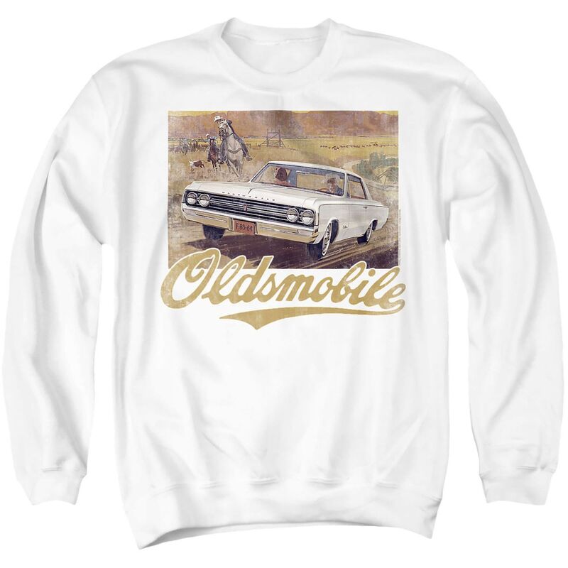 アニメ文字記号 メンズ トップス ティーシャツ 流汗 グラフィック Licensed Character Men\u0027s Oldsmobile Graphic Sweatshirt White 白いこと トップス-Tシャツ・カットソー-メンズファッション
