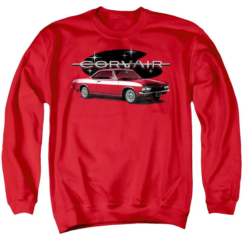 アニメ文字記号 メンズ トップス ティーシャツ 流汗 グラフィック Licensed Character Chevrolet 65 Corvair Graphic Sweatshirt Red 赤いこと Tシャツ・カットソー-トップス