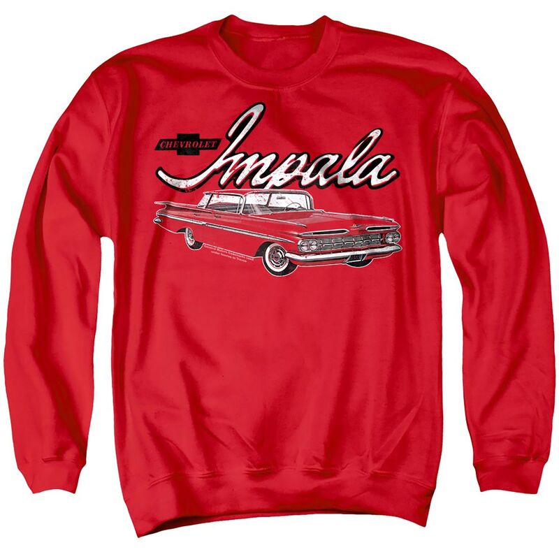 アニメ文字記号 メンズ トップス ティーシャツ 流汗 Licensed Character Men\u0027s Chevrolet Classic Impala Sweatshirt Red 赤いこと Tシャツ・カットソー-トップス