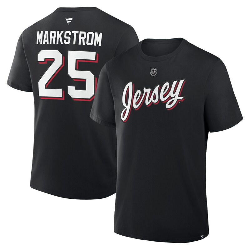ファナティクス メンズ トップス Tシャツ ジャージー Men Fanatics Jacob Markstrom Black New Jersey Devils Authentic Stack Name \u0026 Number T-Shirt Nhl Black ブラック