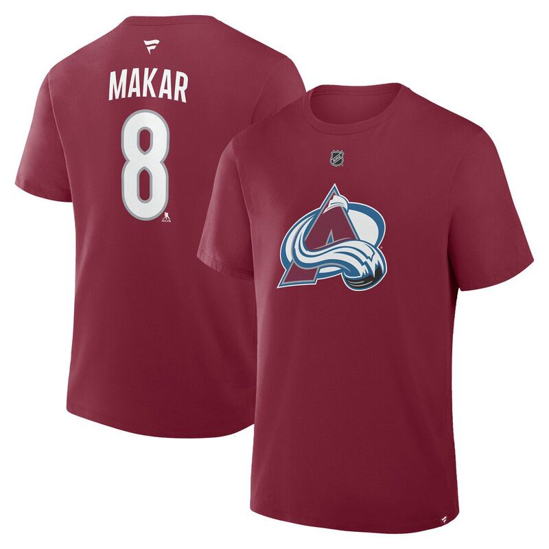 ファナティクス メンズ トップス Tシャツ Men's Fanatics Cale Makar Burgundy Colorado Avalanche Authentic Stack Name & Number T-Shirt Ava Med Re バーガンディ｜ReVida 店
