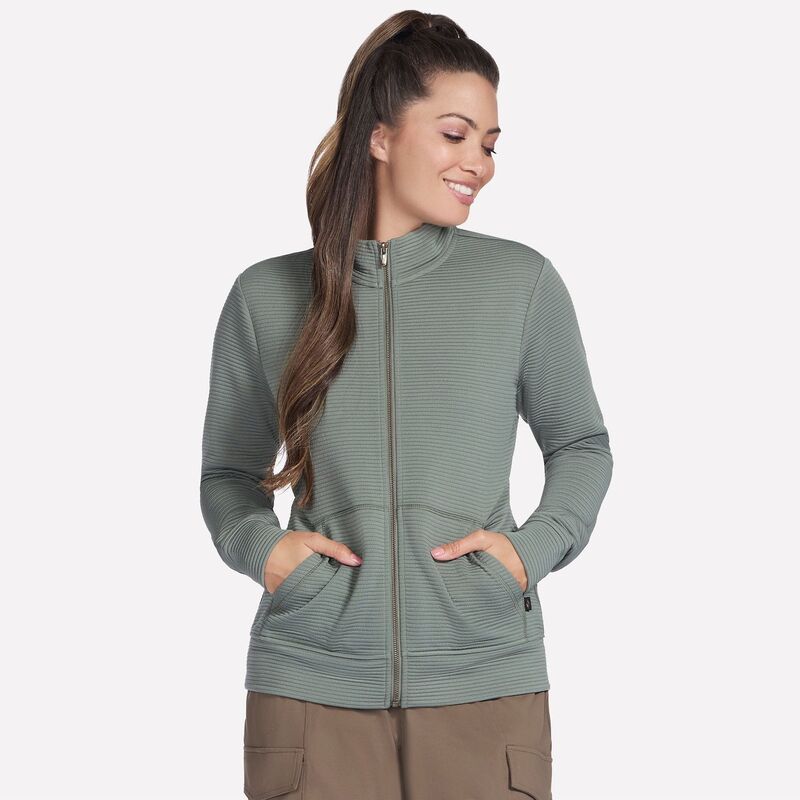 スケッチャーズ レディース アウター ジャケット・ブルゾン Women'skechers The Go Walk Ottoman Cozy Fit Zip-Up Jacket Agave Green グリーン