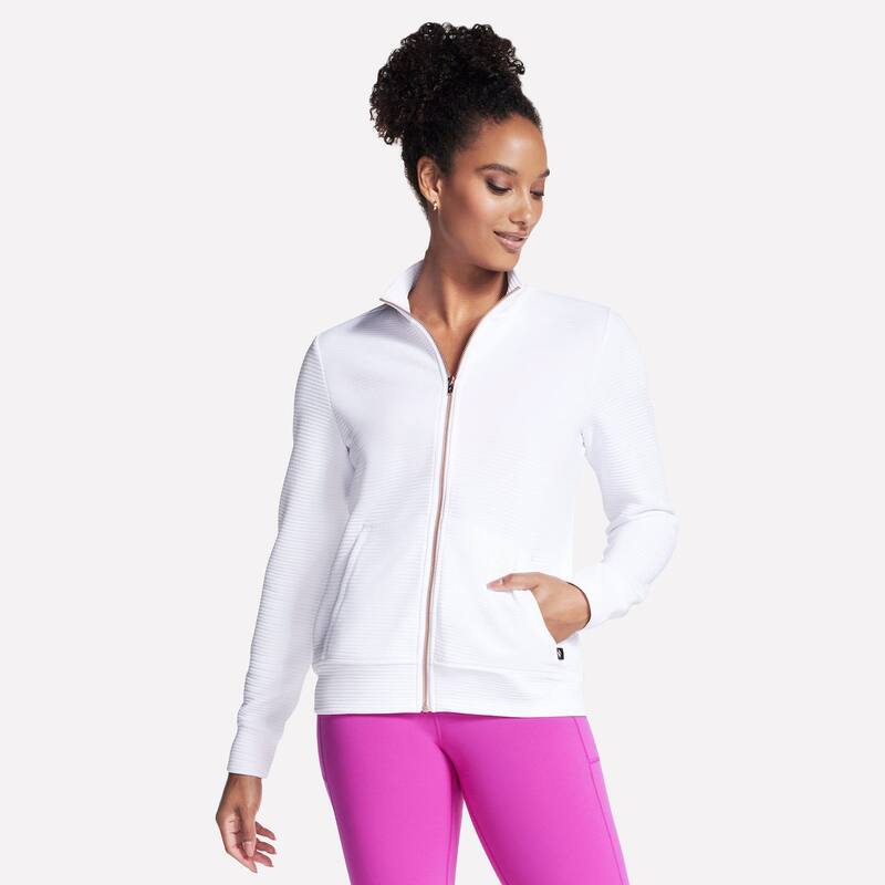 スケッチャーズ レディース アウター 上衣・上衣 Women\u0027skechers The Go Walk Ottoman Cozy Fit Zip-Up Jacket Bright White 白いこと