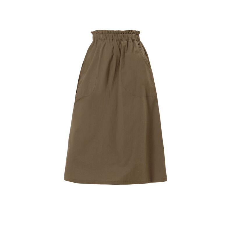 アレグラ ケー レディース ボトムスカート フリル ミディ ALLEGRA K Women'solid Color Peasant Elastic Waist Ruffle Midi Skirt Coffee コーヒー｜ReVida 店