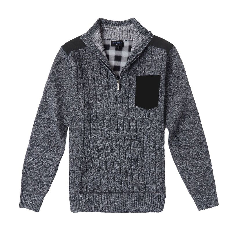 ジョベルティ メンズ アウター ニット・セーター レギュラーフィット ハーフジップ Gioberti Men's Half Zipullover Knitted Regular Fit Sweater With Soft Brushed Flannelining Melange Charcoal チャコール