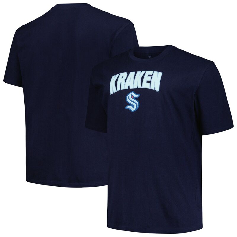 プロファイル メンズ トップス Tシャツ トール ロゴ Men's Profile Navy Seattle Kraken Big & Tall Arch Over Logo T-Shirt Krk Navy ネイビー