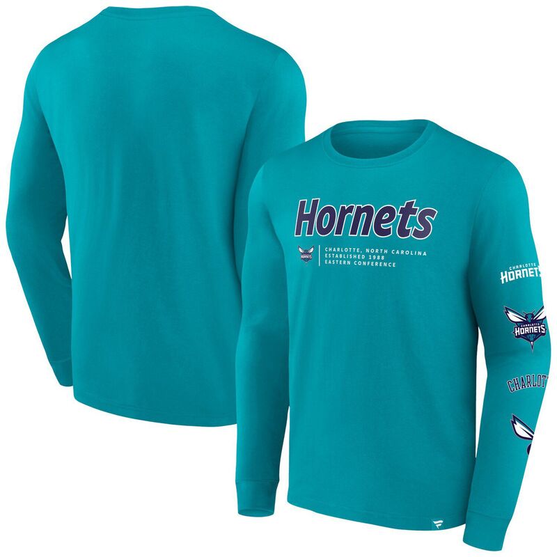 アンブランデッド メンズ トップス Tシャツ Unbranded Men Fanatics Branded Teal Charlotte Hornets Baseline Long Sleeve T-Shirt Chr Blue ブルー