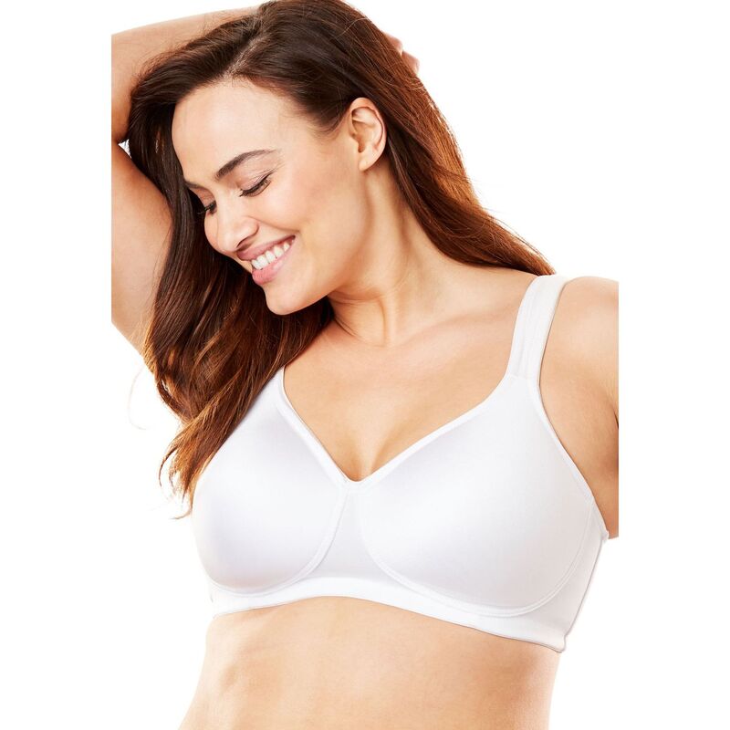 コンフォート チョイス レディース アンダーウェア ブラジャー プラスサイズ Tシャツ Comfort Choice Women's Plusize Microfiber Wireless Lightly Padded T-Shirt White ホワイト