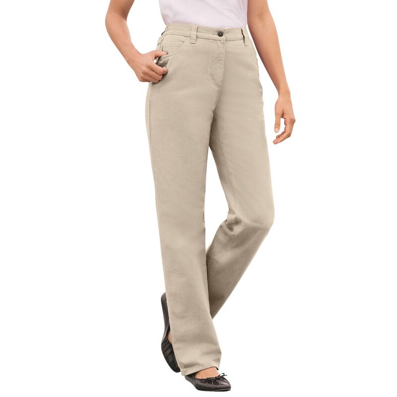 ウーマン ウィズイン レディース ボトムス デニムパンツ プラスサイズ プチ コットン ジーンズ Woman Within Plusize Petite Perfect All-Cotton Back-Elastic Denim Jeans Natural Khaki カーキ|ReVida 店