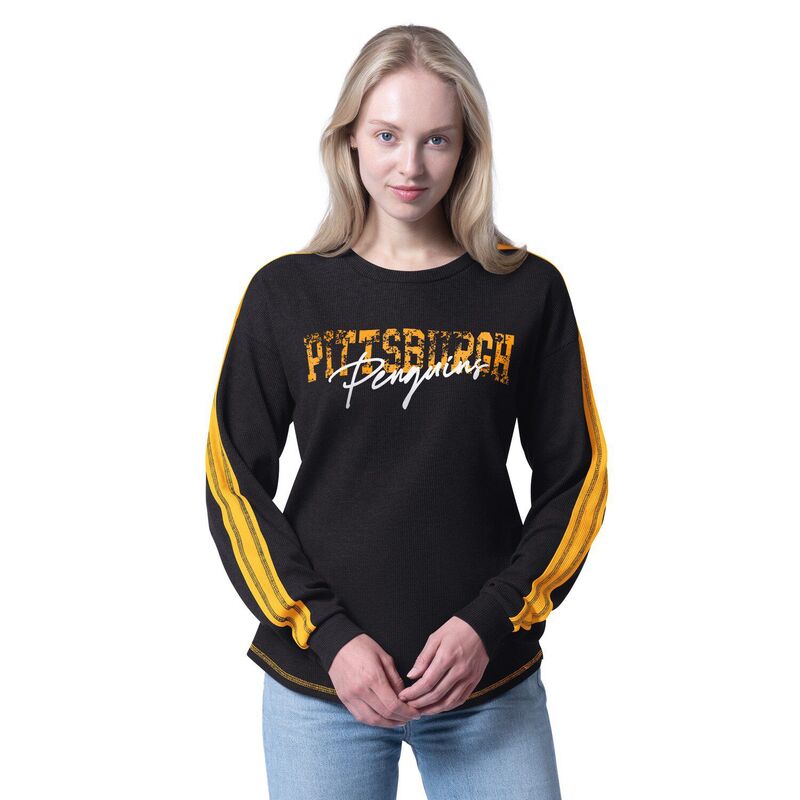 ジースリー フォーハー バイ カール バンクス レディース トップス Tシャツ 長袖 Women's G-III 4Her by Carl Banks Black Pittsburgh Penguins Advantage Thermalong-Sleeve Tri-Blend T-Shirt Png Black ブラック