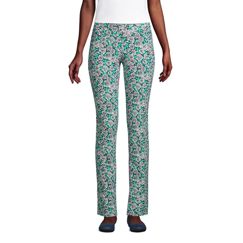 ランズエンド レディース ボトムス カジュアルパンツ プチ Petite Lands' End Starfish Slim Cut Pull-On Pants Navy Dotted Floral ネイビー