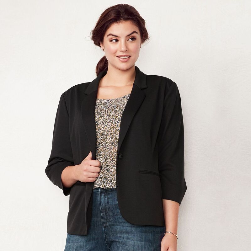 LC Lauren Conrad レディース アウター ジャケット・ブルゾン プラスサイズ ブレザー Plusize LC Lauren Conrad Fitted Ponte Blazer Black ブラック