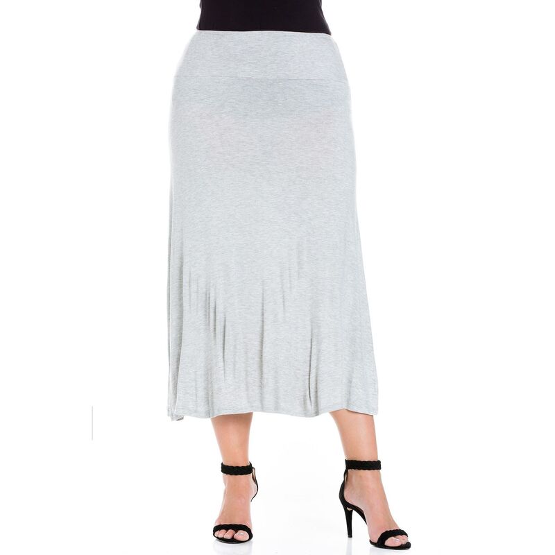24 セブンコンフォート レディース ボトムスカート プラスサイズ マキシ Plusize 24Seven Comfort Apparel Comfortable Fit Elastic Waist Maxi Skirt Heather ヘザー