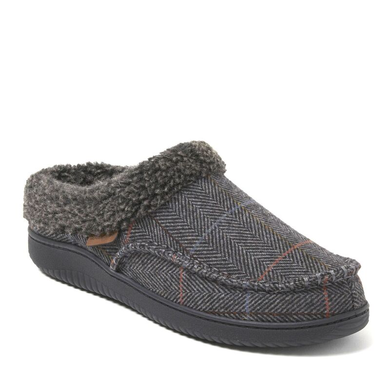 ディアフォームズ メンズ シューズ サンダル スエード Dearfoams Marshall Microsuede Men's Clog Slippers Grey Plaid グレー