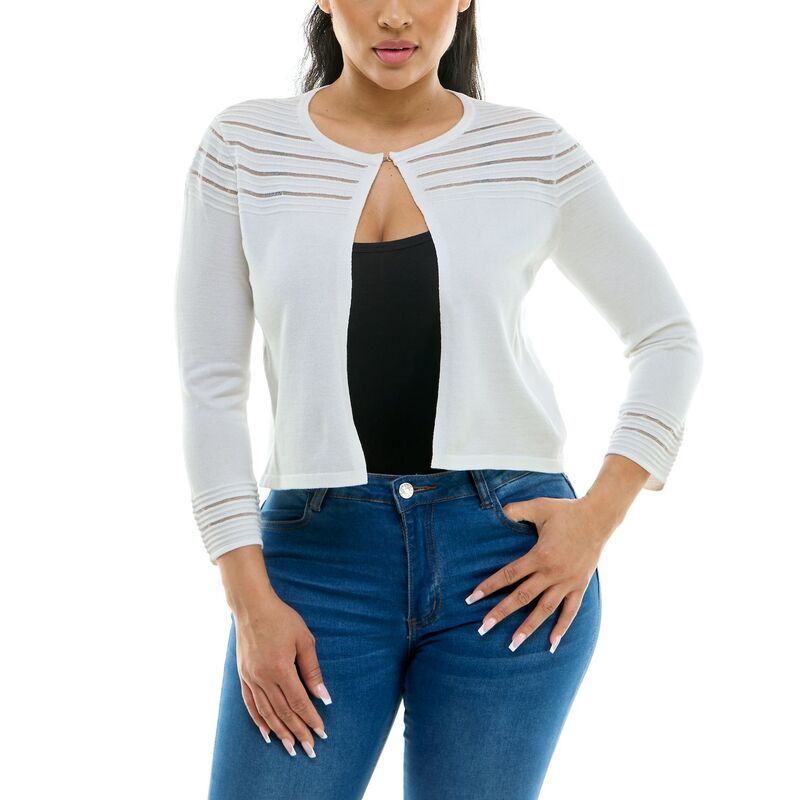 ニナレオナルド レディース アウター ニット・セーター カーディガン Women's Nina Leonard Knit Bolero Cardigan White ホワイト|ReVida 店