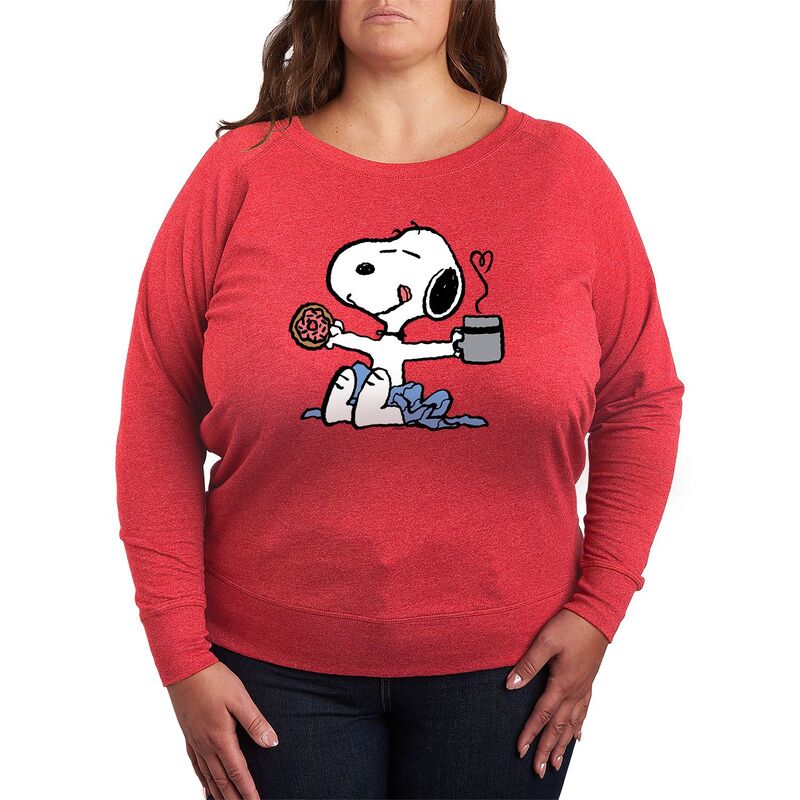 アニメキャラクター レディース トップス Tシャツ プラスサイズ パイル Licensed Character Plusize Peanutsnoopy Donut And Coffee French Terry Long Sleeve Tee Heathered ヘザー 9,840円