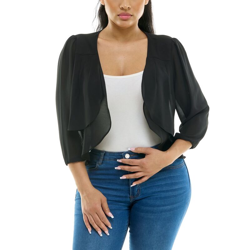 ニナレオナルド レディース トップス ワンピース シフォン プリーツ Women's Nina Leonard Chiffon Pleated Bolero Black ブラック
