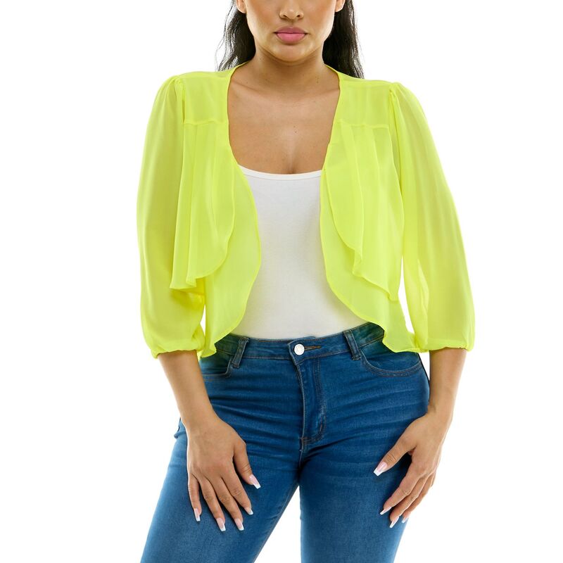 ニナレオナルド レディース トップス ワンピース シフォン プリーツ Women\'s Nina Leonard Chiffon Pleated Bolero Chartreuse シャルトリューズ|ReVida 店