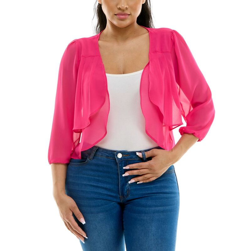 ニナレオナルド レディース トップス ワンピース シフォン プリーツ Women's Nina Leonard Chiffon Pleated Bolero Dragon Fruit