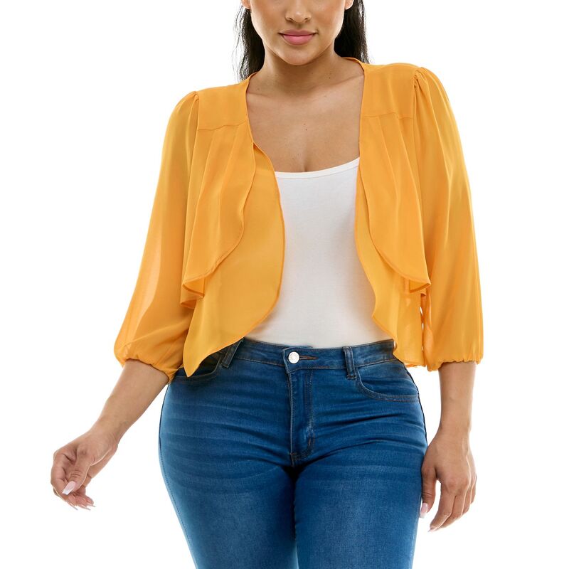 ニナレオナルド レディース トップス ワンピース シフォン プリーツ Women\'s Nina Leonard Chiffon Pleated Bolero Flame Orange オレンジ|ReVida 店