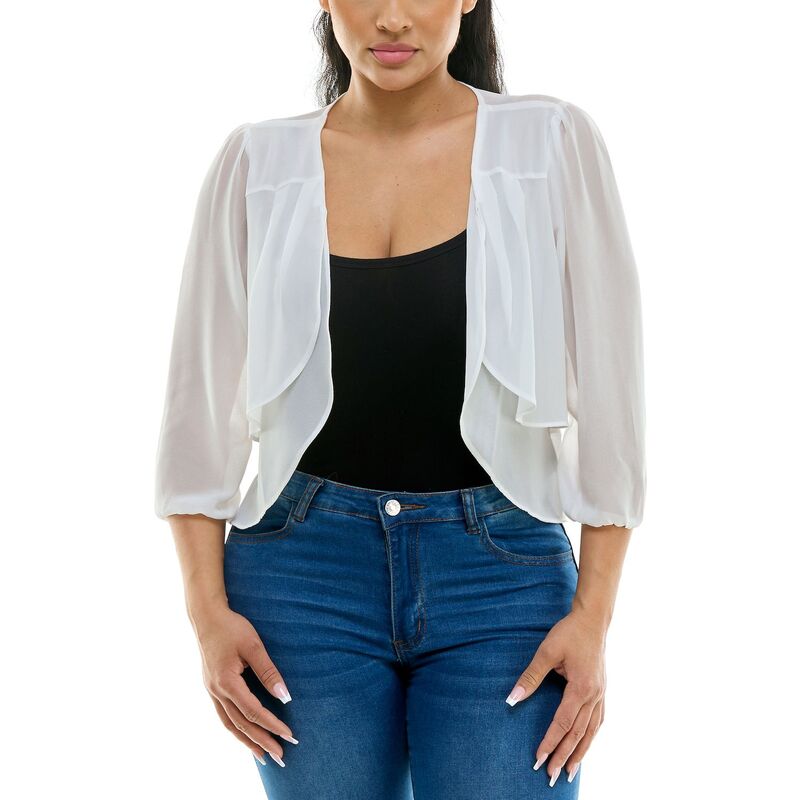 ニナレオナルド レディース トップス ワンピース シフォン プリーツ Women\'s Nina Leonard Chiffon Pleated Bolero Ivory アイボリー|ReVida 店