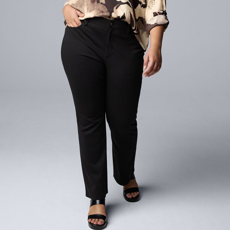 ヴェラウォン レディース ボトムス カジュアルパンツ ブーツカット プラスサイズ ブーツ Plusize Simply Vera Wang Mid Rise 5-Pocket Ponte Bootcut Pants Black ブラック