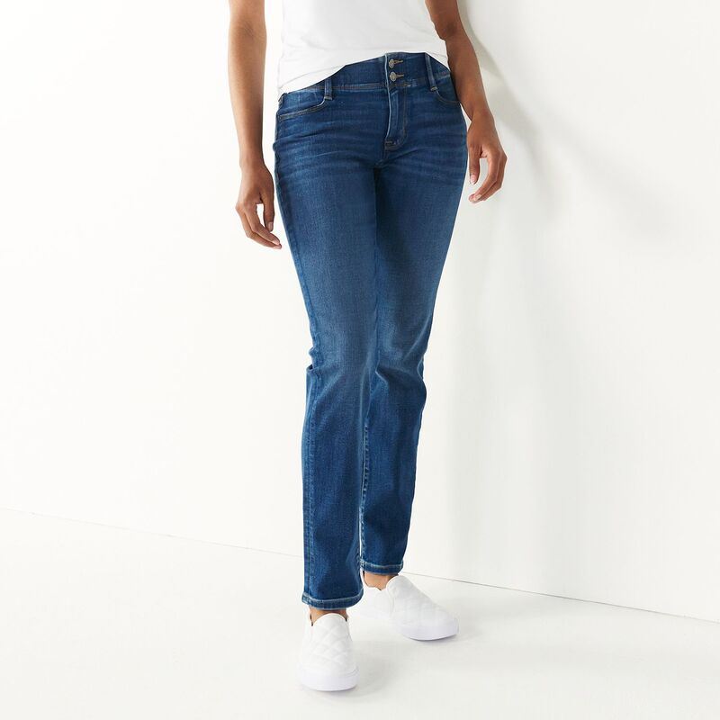 ナインウェスト レディース ボトムス デニムパンツ ジーンズ Women's Nine Westraight Jeans Medium Wash Blast|ReVida 店